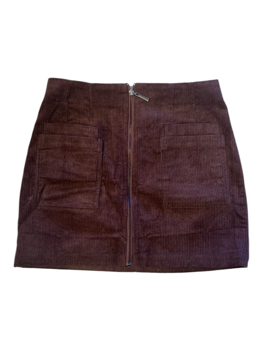 Dry Goods purple corduroy full zip skirt in medium